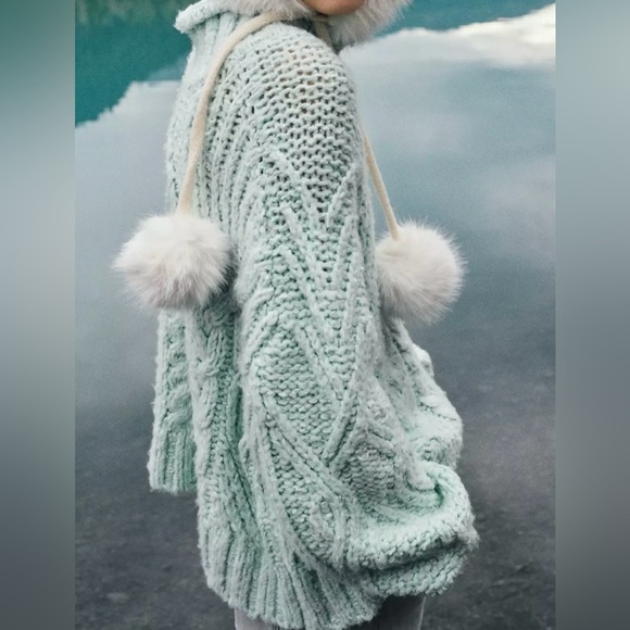 Anthropologie Chunky Knit Fisherman Sweater Light Green NWT - Picture 10 of 11